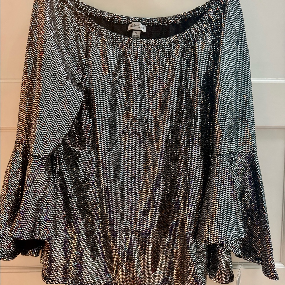 Sam and Jess black and Silver Sequin Blouse. Brand new with tags